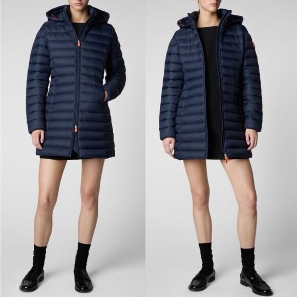 Save The Duck Carol Water Repellent Long Puffer Coat with Removable Hood NWT$378 - Picture 1 of 6